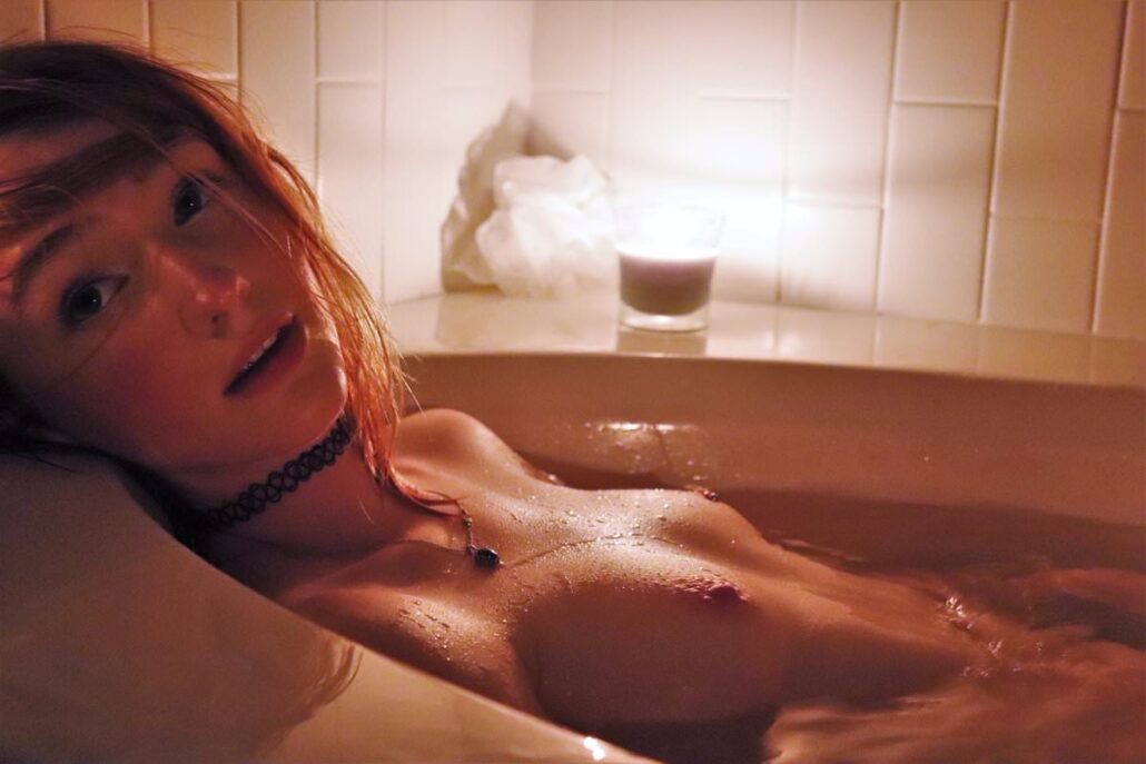 hot bath for a horny girl who is blushing already and not getting enough in pleasuring herself under water and still needs a dick